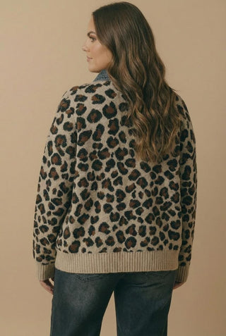 Curvy Denim Leopard Twofer Cardigan