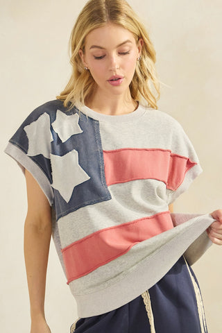American Flag Patch Sleeveless Top