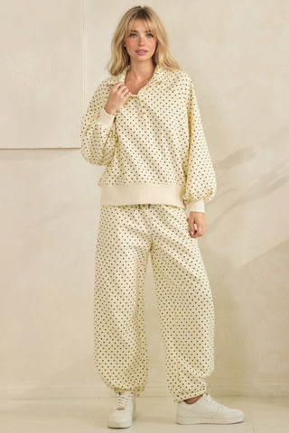 Cozy Micro Polka Dot Lounge Pants Set