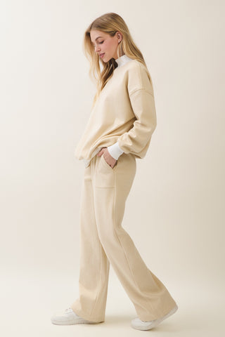 Mock Neck Striped Sweatshirt Pant Set