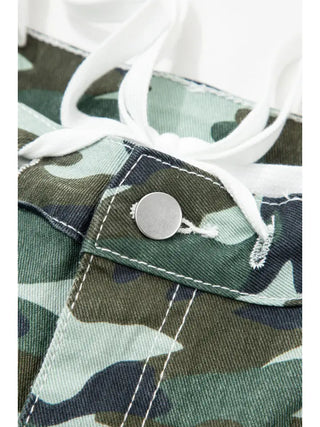 Camo Wide Leg Drawstring Denim Pants | JQ Clothing Co.
