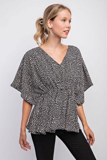 Spotted Flowy Black Blouse | JQ Clothing Co.