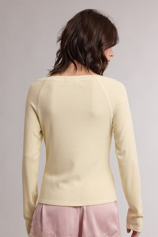Scallop Trim Button Henley Top