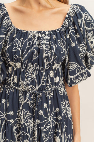 Floral Puff Sleeve Midi Dress