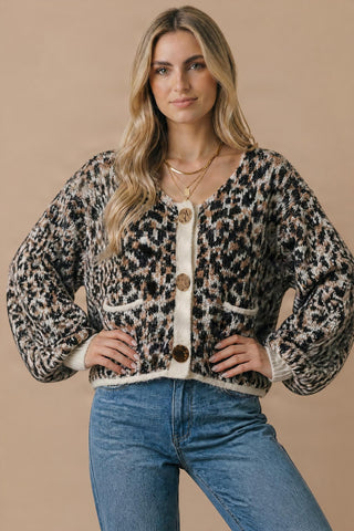 Scoop Neck Leopard Cardigan