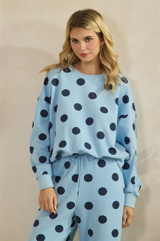 Polka Dot Crew Neck Sweatshirt