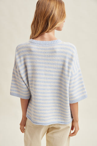 Sky Striped Short Sleeve Cardigan
