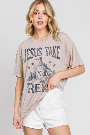 "Jesus Take the Reins" Mineral Graphic Tee | JQ Clothing Co.