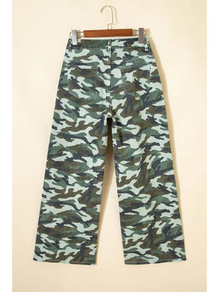 Camo Wide Leg Drawstring Denim Pants | JQ Clothing Co.