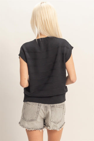 Textured Round Neck Dolman Sleeve Top