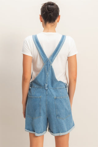 Denim Cross Back Overalls