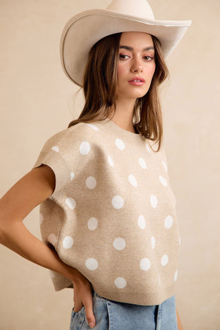 Polka Dot Knit Sleeveless Top