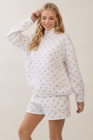 All-American Quilted Pull-over Shorts Set