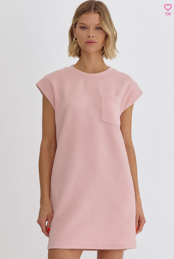 Textured Sleeveless Mini Dress w/Pocket