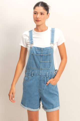 Denim Cross Back Overalls