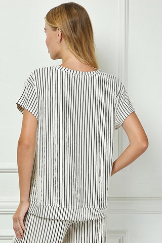 Stripe Cropped Wide-Leg Pan Set