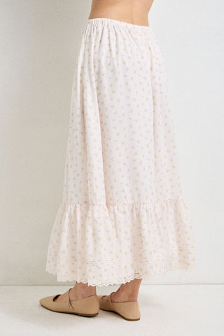 Floral Print Drawstring Midi Skirt