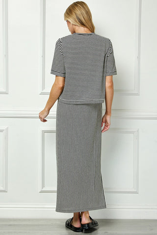Striped Layered-Look Maxi Dress