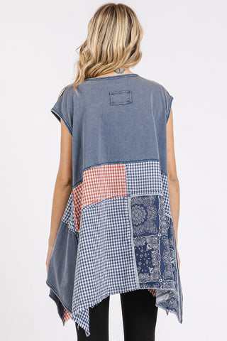 Paisley Gingham Handkerchief Hem Top