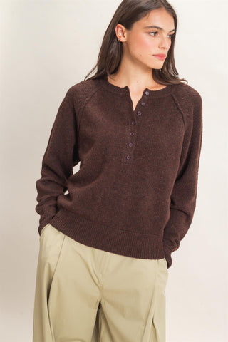 Button Front Raglan Sweater