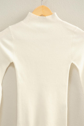 Ribbed Mock Neck LS Knit Top