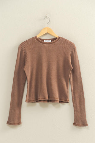 Min Wash Waffle Knit LS Top