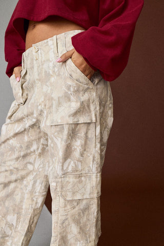 Nature Camo Print Wide Leg Pants