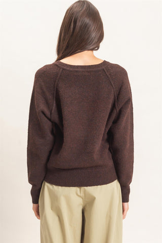 Button Front Raglan Sweater
