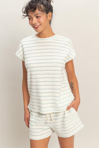 Striped Round Neck SS Top