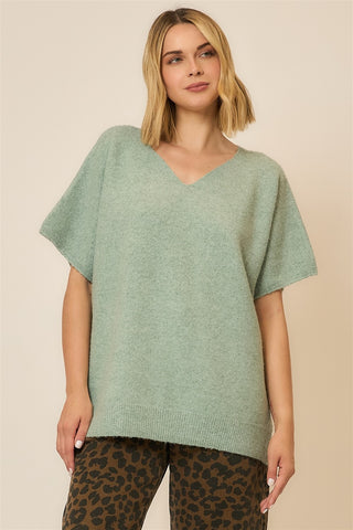 V-Neck Half Sleeve Soft Knit Top