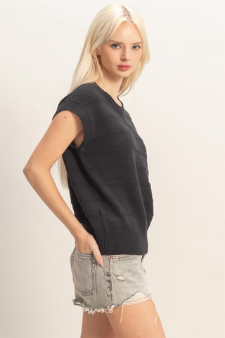 Textured Round Neck Dolman Sleeve Top