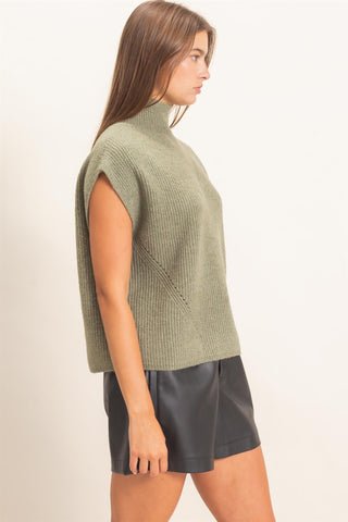 Sleeveless High Neck Sweater