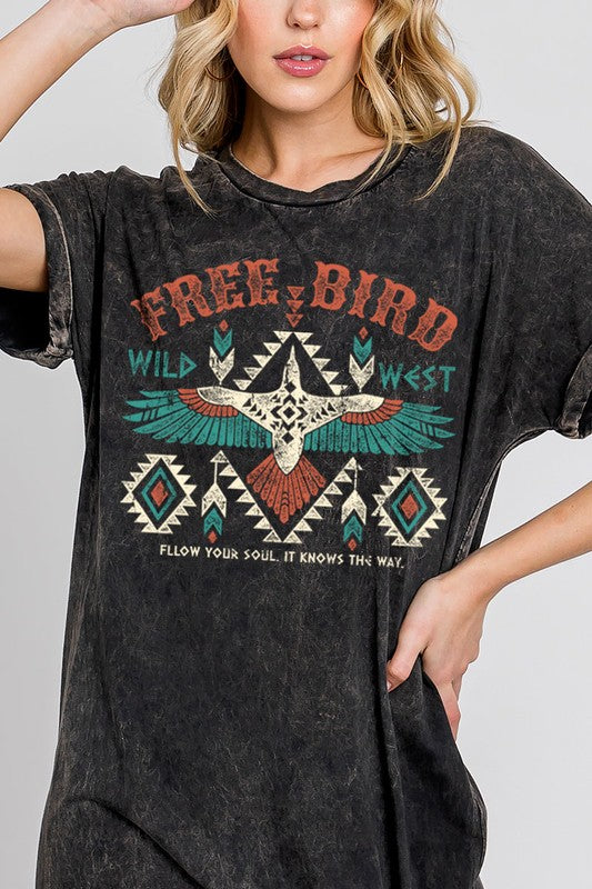 Aztec Free Bird Graphic Tee Dress | JQ Clothing Co.