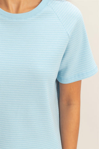 Textured Striped Raglan Sleeve Tee