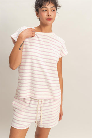 Striped Round Neck SS Top