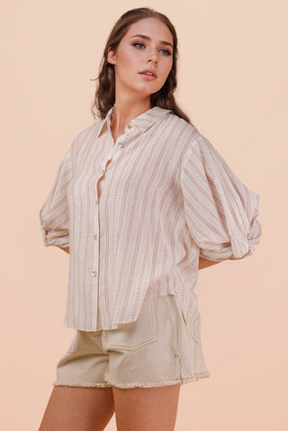 Roll Up Half Sleeve Stripe Shirt