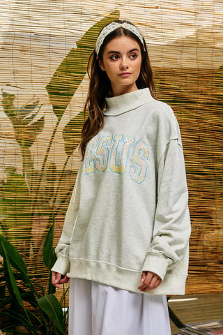 Patchwork Embr "Jesus" Appl Sweatshirt