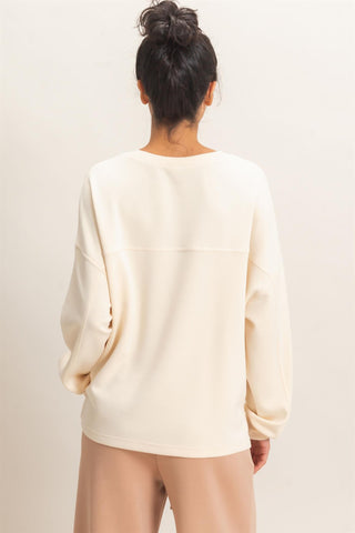 Oversized Crew Neck Long Sleeve Top