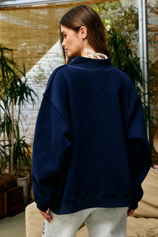 Reversible "Homebody" Mock Neck Sweatshirt