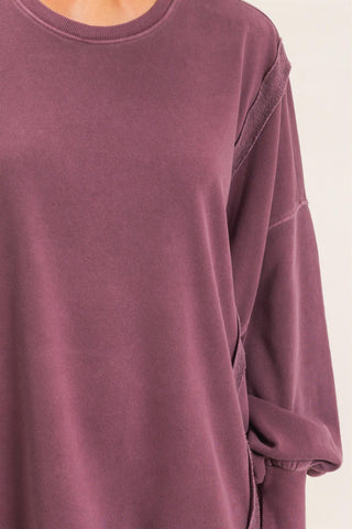 Pigment Dye Oversized Raw Edge Sweatshirt