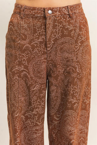 Paisley Print Wide-Leg Pants