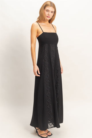 Woven Lace Trim Maxi Dress