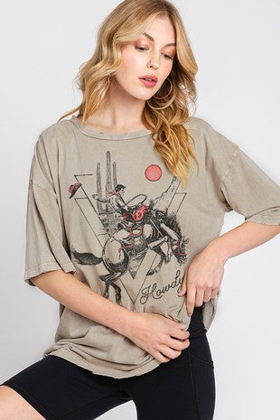 Howdy Cowboy Oversized Graphic Tee