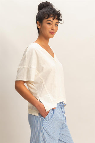 Oversized V-neck SS Top