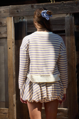 Dual-button Striped Sweat-cardigan