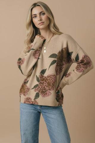 Floral Knit Oversized Fit Sweater