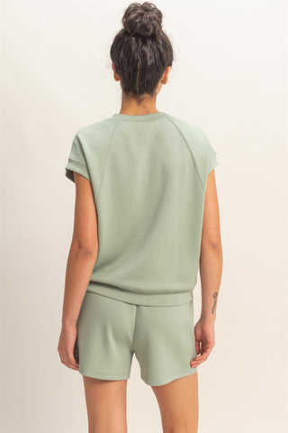 Crew Neck Sleeveless Top and Shorts Set