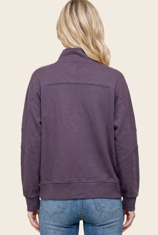 Mock Snap Button Neck Sweatshirt