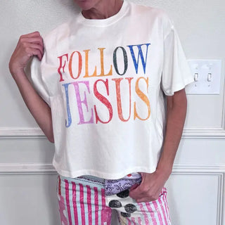 Follow Jesus Sketch Crop Tee
