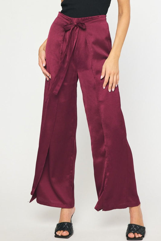 Faux Wrapped Satin Tie Pants | JQ Clothing Co.
